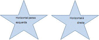 Captura de ecrã a mostrar o texto horizontal em formas.
