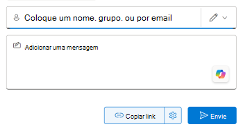 Captura de ecrã da caixa de diálogo Partilhar no PowerPoint.