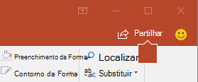 O botão Partilhar no friso do PowerPoint 2016