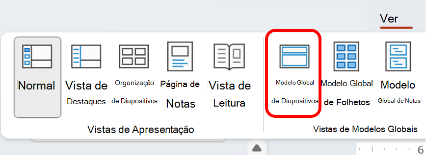 Captura de ecrã a mostrar o Modelo Global de Diapositivos 2