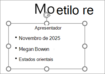 Caixa texto de entrada com texto no PowerPoint