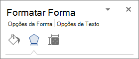 Captura de ecrã a mostrar o separador Efeitos no painel Formatar Forma