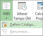 Captura de ecrã que mostra a opção Definir Código do botão WBS.
