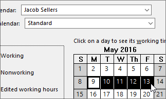 Dias de férias selecionados no calendário