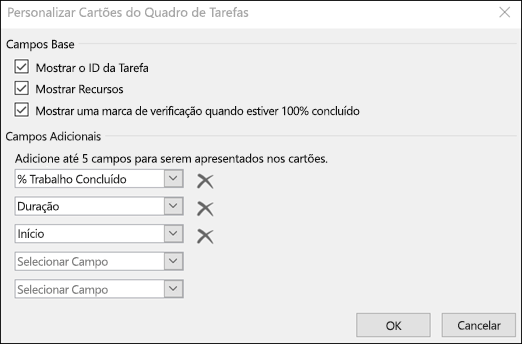 Personalizar definições de configuração do Cartão