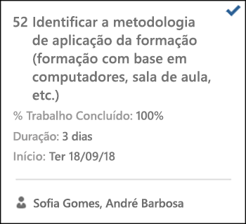 Cartão de tarefas com personalização.