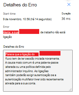 Alerta A ligação ao Nome da Ligação não está a funcionar