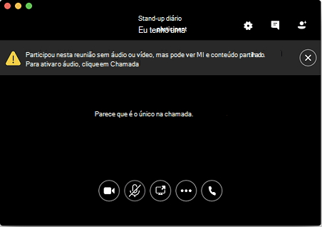 Captura de ecrã a mostrar como participar numa reunião sem áudio