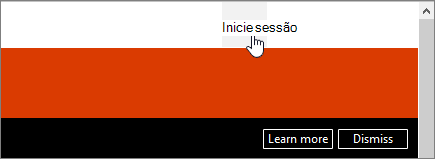 Uma captura de ecrã a mostrar o botão Iniciar sessão no canto superior direito do Office.com.