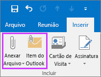 No separador Ficheiro, clique em Anexar Ficheiro ou Item de E-mail