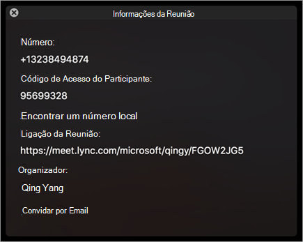Convidar utilizadores para uma reunião através