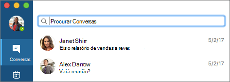 Procurar contactos no separador Chats