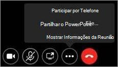 Captura de ecrã a mostrar o botão Mais Opções