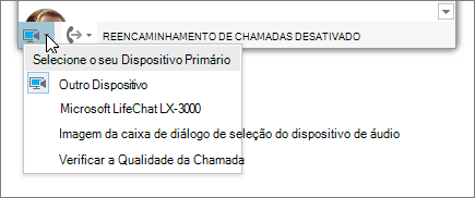 Uma captura de ecrã a mostrar o menu Selecionar o Dispositivo Primário.