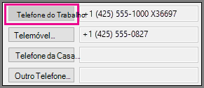 O Número de Telefone do Trabalho está Desa cinzento.