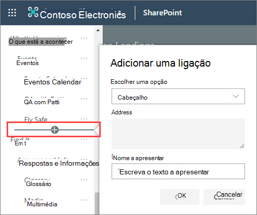 Imagem da adição de um novo cabeçalho à navegação
