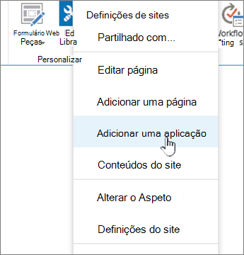 Adicionar uma aplicação (lista, biblioteca)