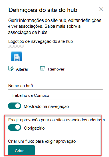 Captura de ecrã da criação do fluxo de aprovação
