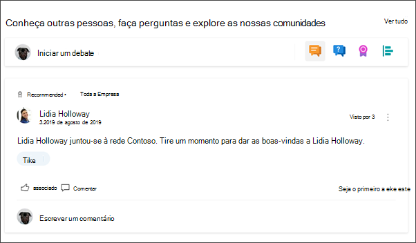 Imagem da peça Web do Yammer no site do departamento