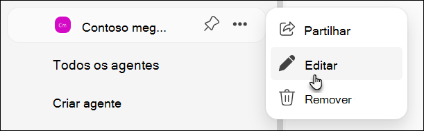 Captura de ecrã do agente de edição no BizChat