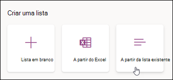 Criar a partir de uma lista existente