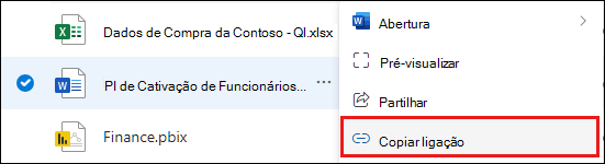Captura de ecrã da pasta Partilhado com Todos