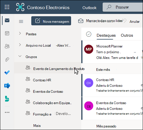 Grupos do Microsoft 365 no Outlook