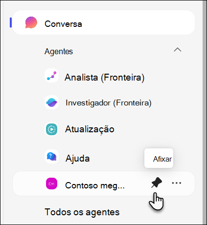 captura de ecrã da afixação de um agente