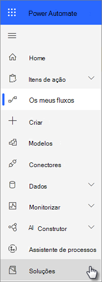 Soluções sobre a navegação no Power Automate
