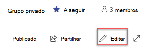 Pré-visualização do botão editar página do SharePoint