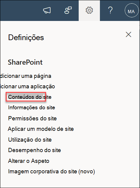 captura de ecrã do conteúdo do site de definições