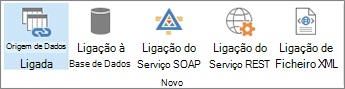 Botões de opção para nova ligação de dados