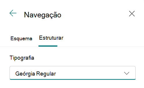 Navegação no site Secção Tipografia em Alterar o aspeto com tipo de letra Lista de pacotes para navegação texto de ligação