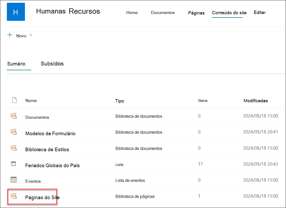 captura de ecrã das páginas do site