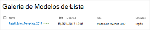 Página do modelo de lista