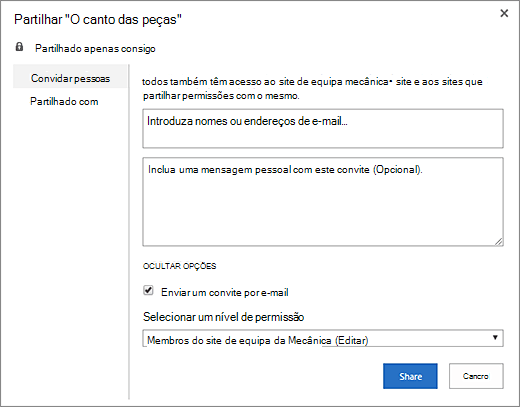 Partilhar o site wiki com outros membros