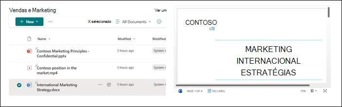 Exemplo de uma peça Web Visualizador de ficheiros ligada a uma biblioteca de documentos