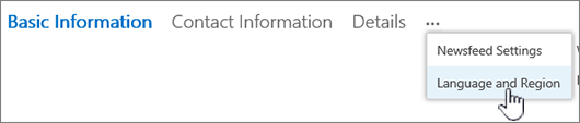 Clique em Reticências e, em seguida, clique em Idioma e região