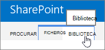 A biblioteca e o separador procurar no friso