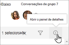 Captura de ecrã do painel de detalhes da lista