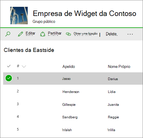 Lista no SharePoint Online