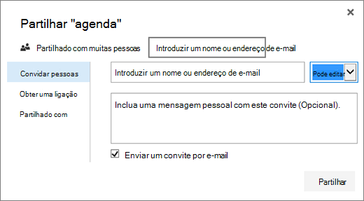 Caixa de diálogo Partilhar