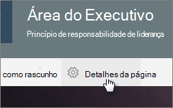 Menu Detalhes da Página