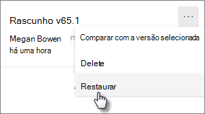 Comando Restaurar versão