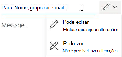 Selecione o ícone de lápis para dar aos destinatários permissão de edição ou só de leitura.