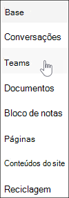 Ligação do Microsoft Teams na navegação do site de equipa do SharePoint