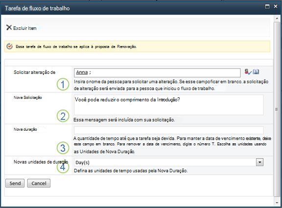 Formulário para pedido de alteração ao item