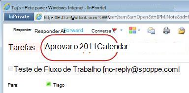 Notificação de tarefa com Aprove realçado