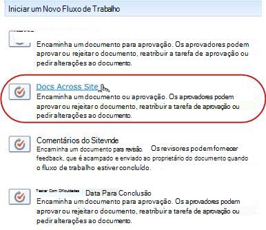 Ligação para iniciar fluxo de trabalho
