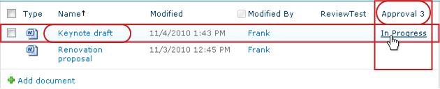 Clicar na ligação do estado do fluxo de trabalho